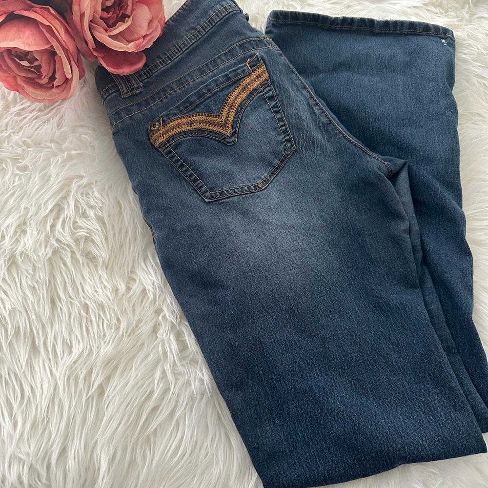 Jolt Womens Skinny Jeans Size 11 Bootcut Flare Med Washed Low Rise Thick Stitch